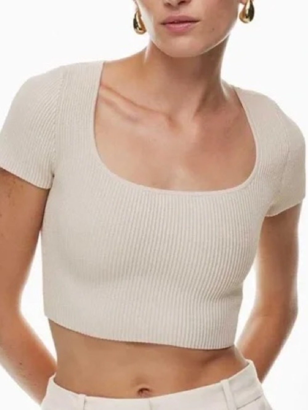Babaton Sculpt Knit Squareneck Cropped Tee size Small